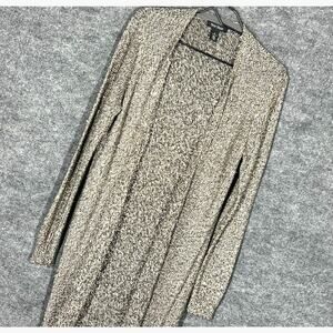 White House Black Market Cardigan Duster Womens Medium Gray Sequin Longline Cozy